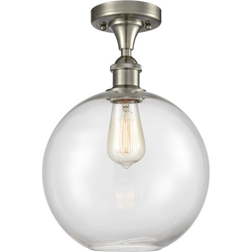 Ballston Large Athens 1 Light 10 inch Brushed Satin Nickel Semi-Flush Mount Ceiling Light in Clear Glass, Ballston