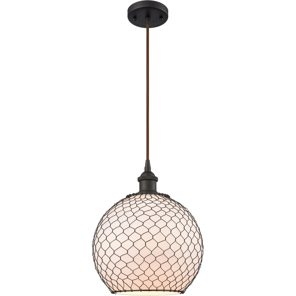 Ballston Large Farmhouse Chicken Wire 1 Light 10 inch Oil Rubbed Bronze Mini Pendant Ceiling Light, Ballston