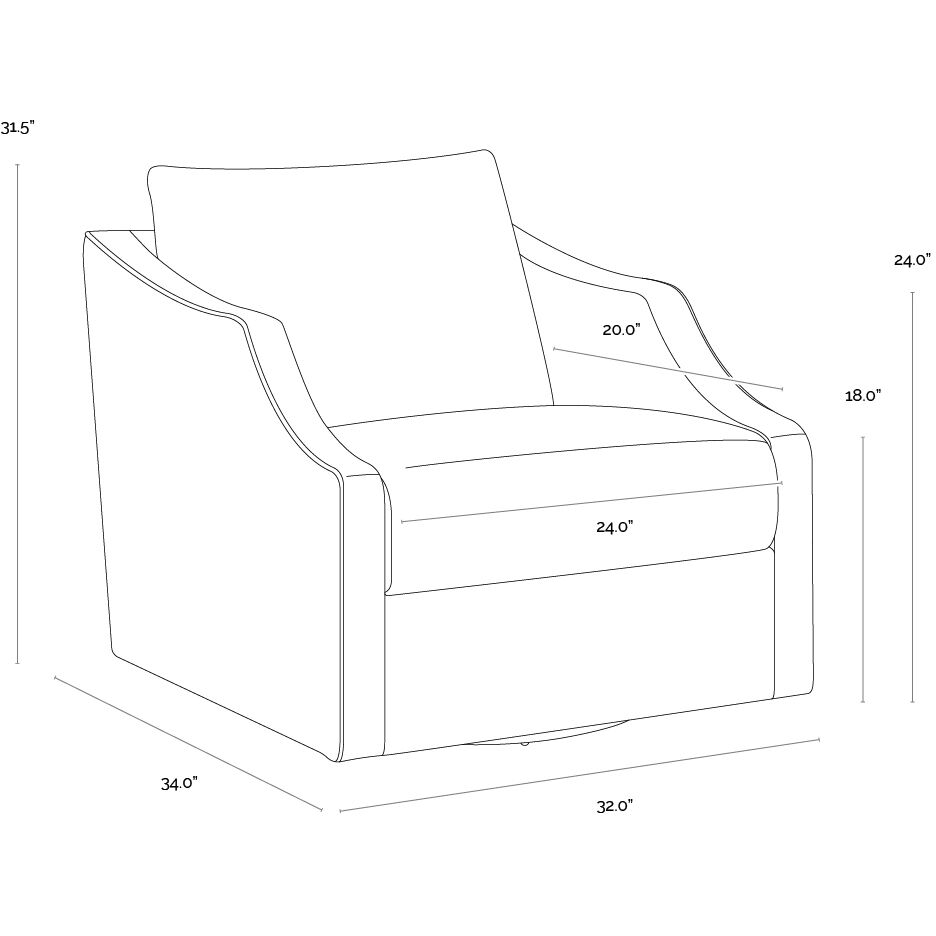 Orwell Cognac Leather Swivel Lounge Chair