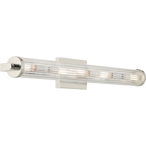 Azores 5 Light 32 inch Polished Nickel Linear Bath Wall Light, Large