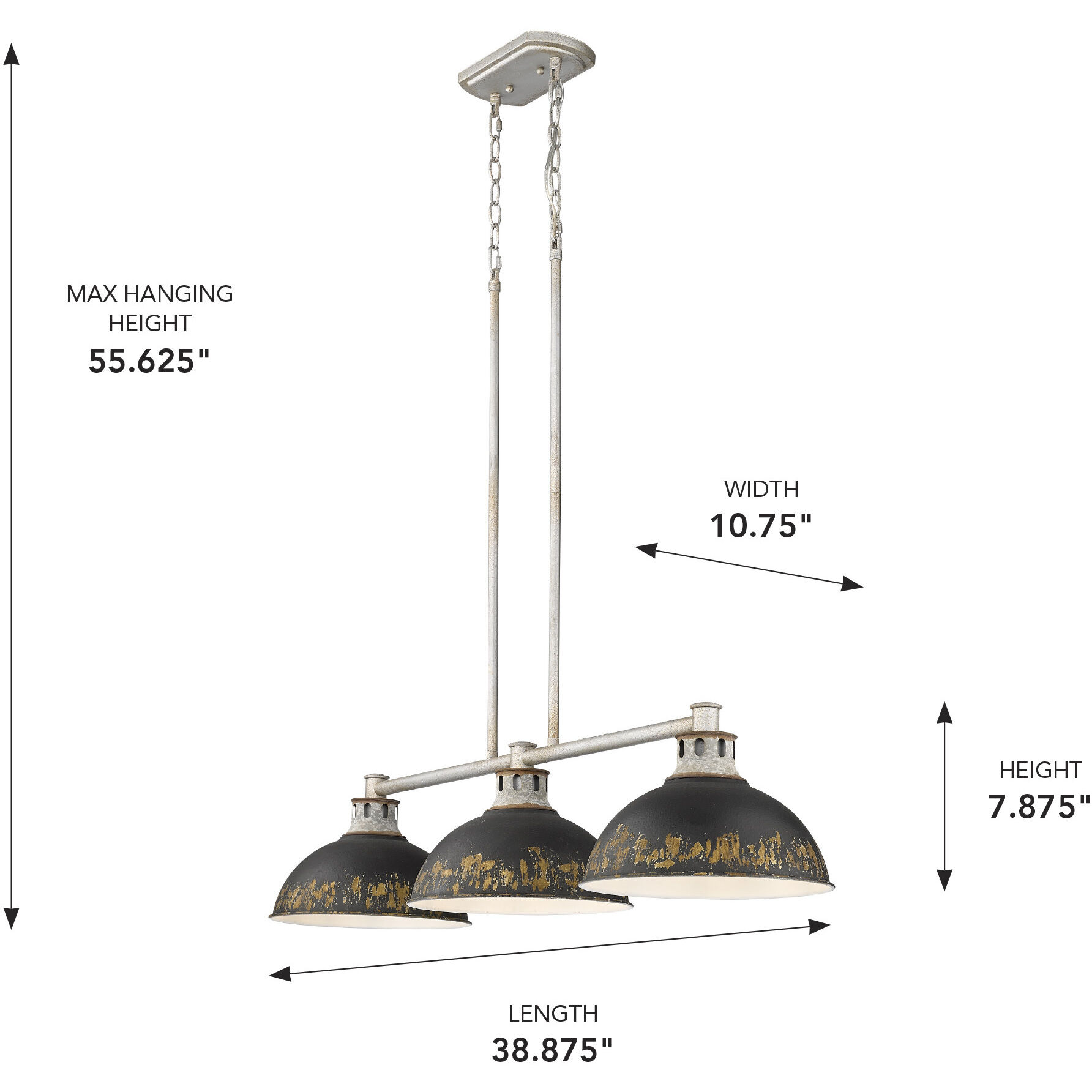 Kinsley Island Light Ceiling Light in Antique Black Iron