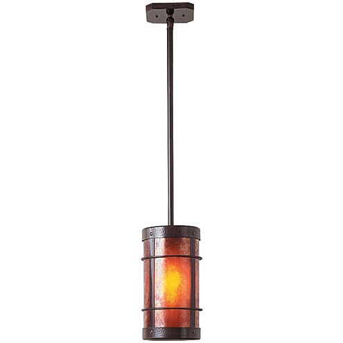 Valencia 1 Light 6.25 inch Mission Brown Pendant Ceiling Light in Frosted