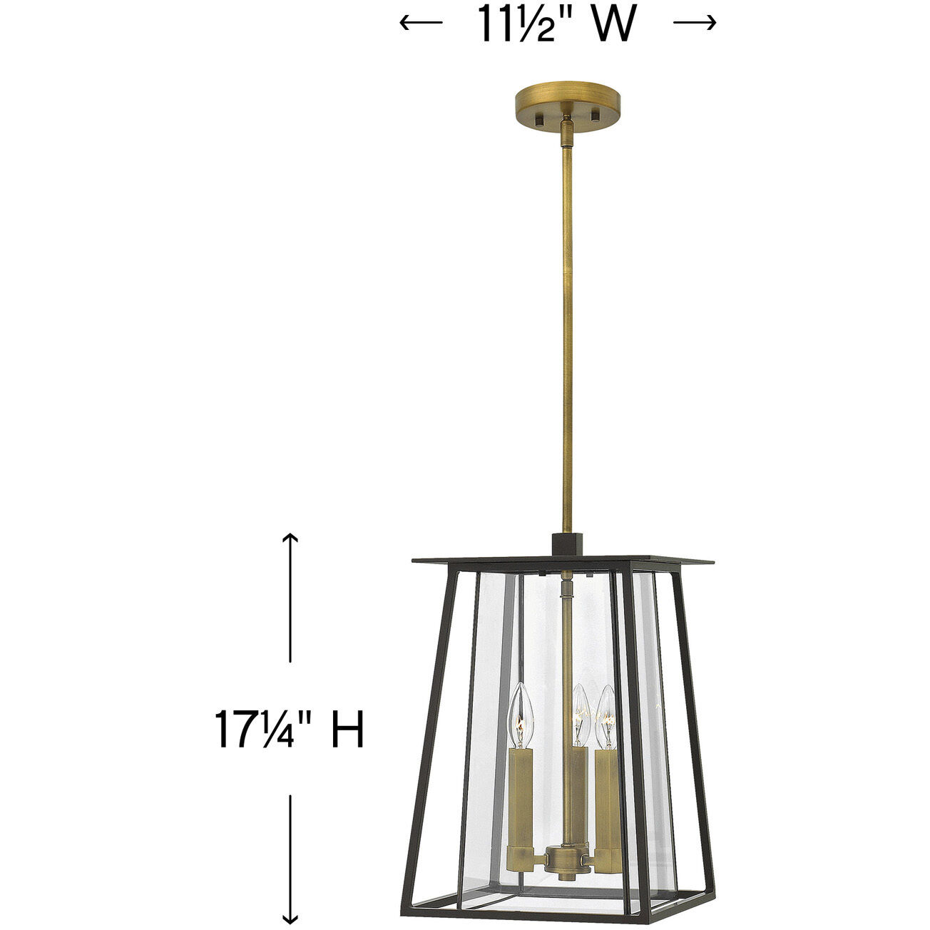 Walker 3 Light 11.5 inch Buckeye Bronze with Heritage Brass Outdoor Hanging Lantern in Non-LED