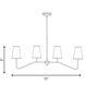 Modern 4 Light 40 inch Natural Brass Linear Chandelier Ceiling Light