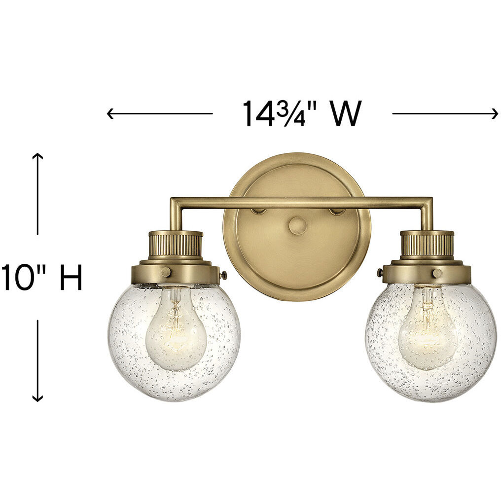 Poppy 2 Light 14.75 inch Heritage Brass Vanity Light Wall Light