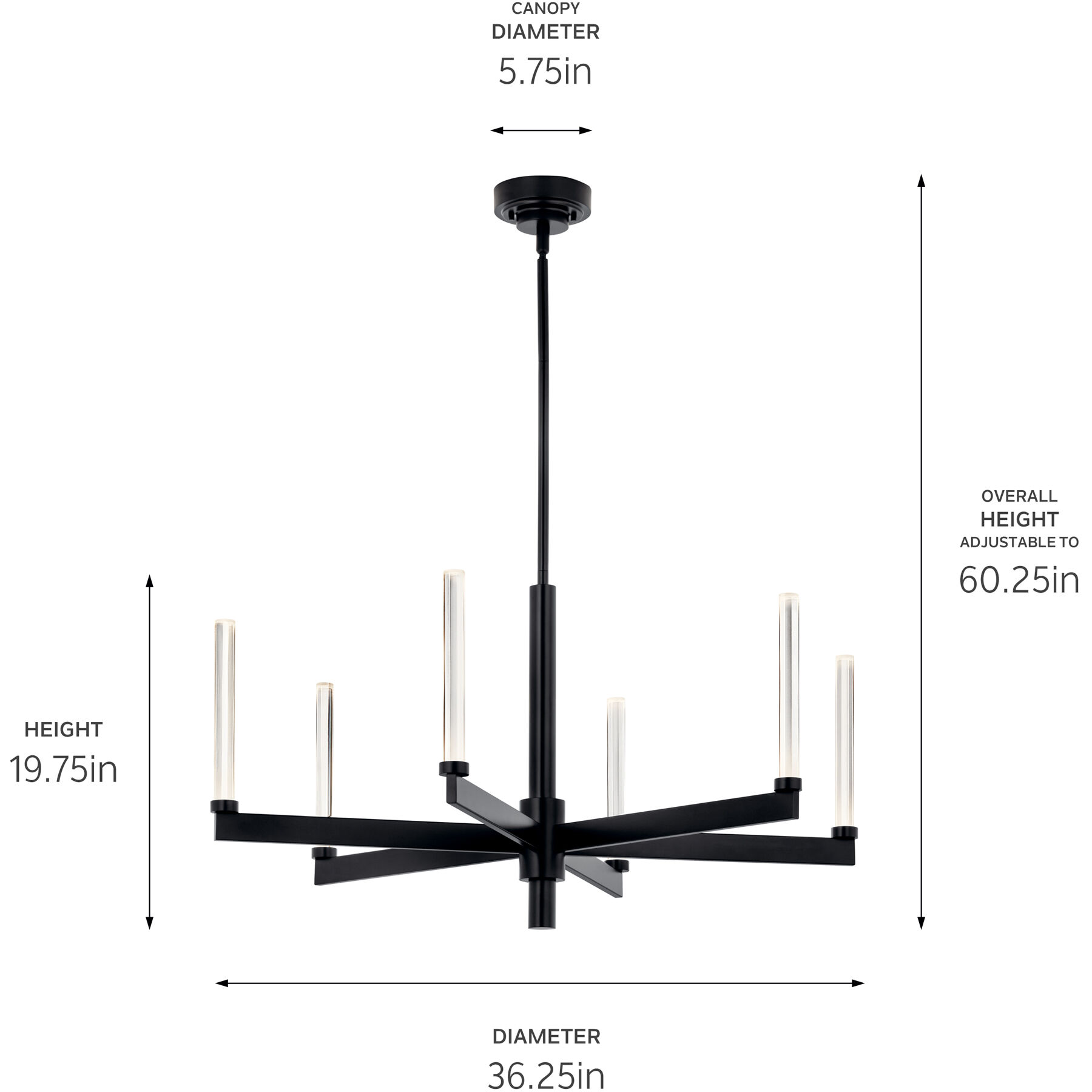 Sycara LED Black Chandelier Ceiling Light, 1 Tier Medium