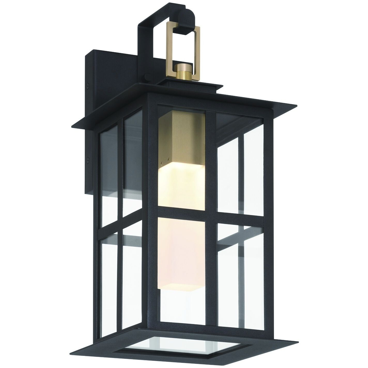 Greyson 1 Light 16 inch Brass and Black Outdoor Wall Lantern