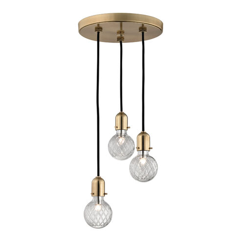 Marlow 3 Light 10 inch Aged Brass Pendant Ceiling Light