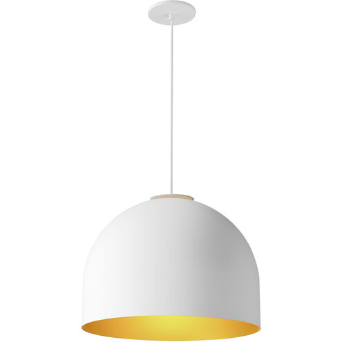 Foster LED 15.75 inch White with Gold Single Pendant Ceiling Light in White/Gold