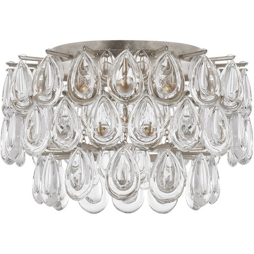 AERIN Liscia 3 Light 15 inch Burnished Silver Leaf Flush Mount Ceiling Light, Small