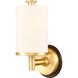 Marlowe LED 5 inch Black Satin Gold Bath Vanity Light Wall Light in White Glass