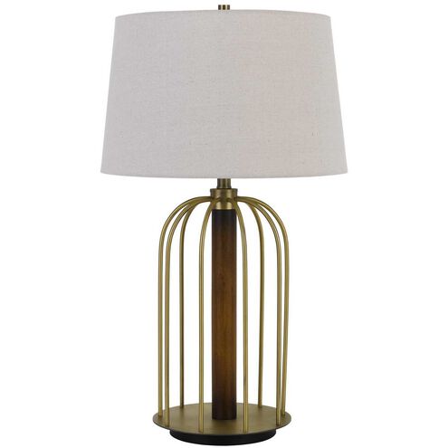 Sevran 31 inch 150 watt Antique Brass and Rubber Wood Table Lamp Portable Light