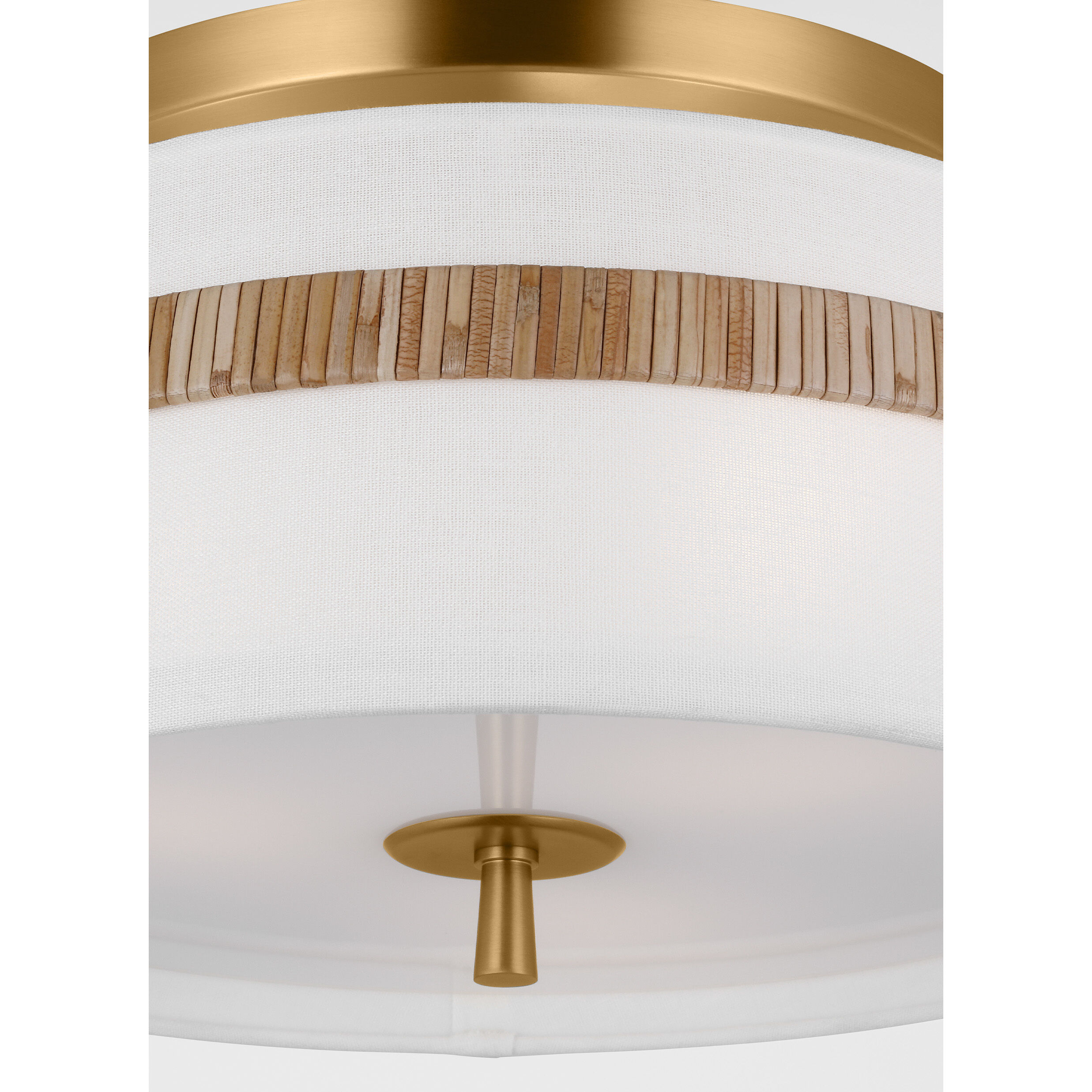 AH by Alexa Hampton Cordtlandt 3 Light 14 inch Burnished Brass with Rattan Semi-Flush Mount Ceiling Light