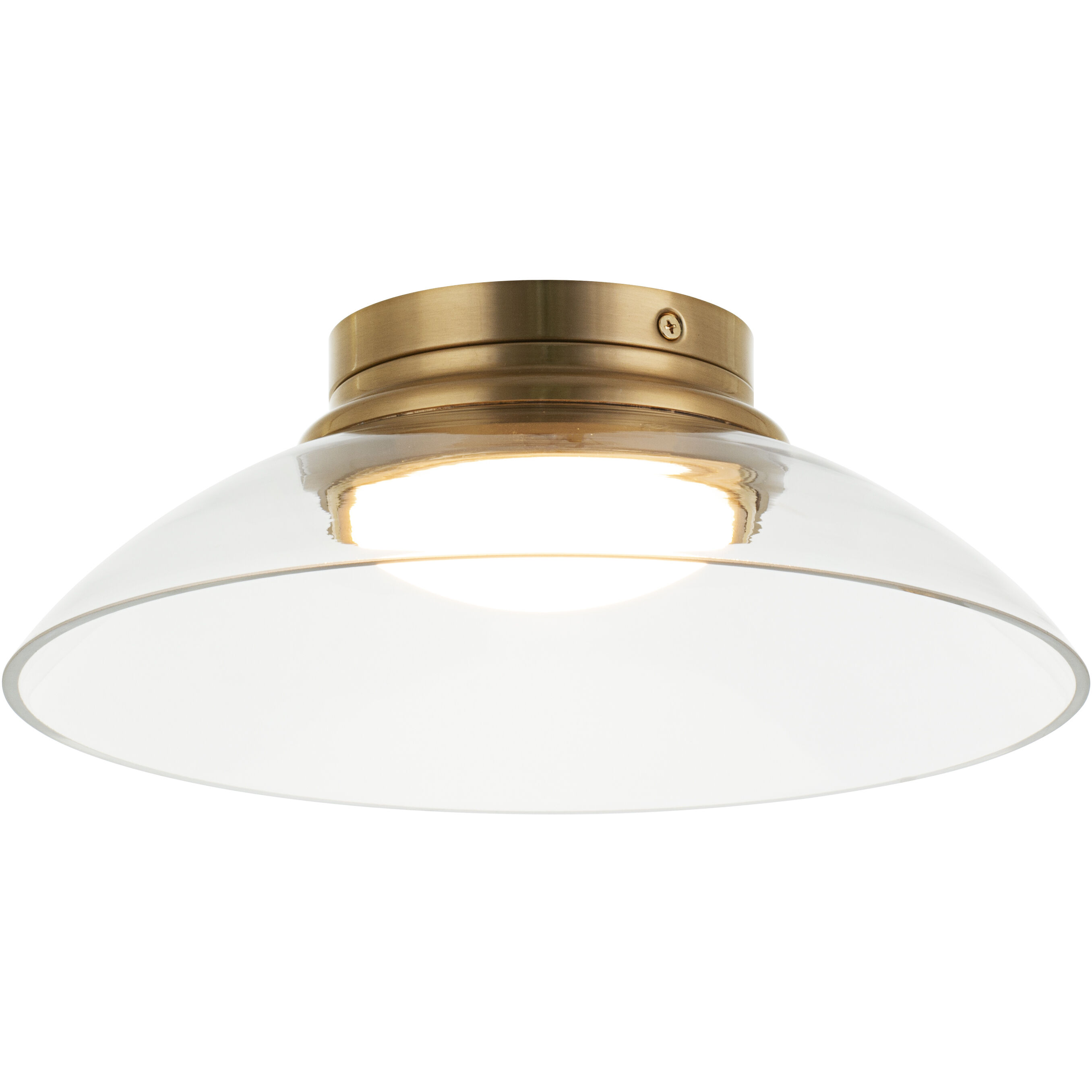 Luna LED 11.88 inch Aged Gold Brass Flush Mount Ceiling Light in Aged Gold Brass and Clear