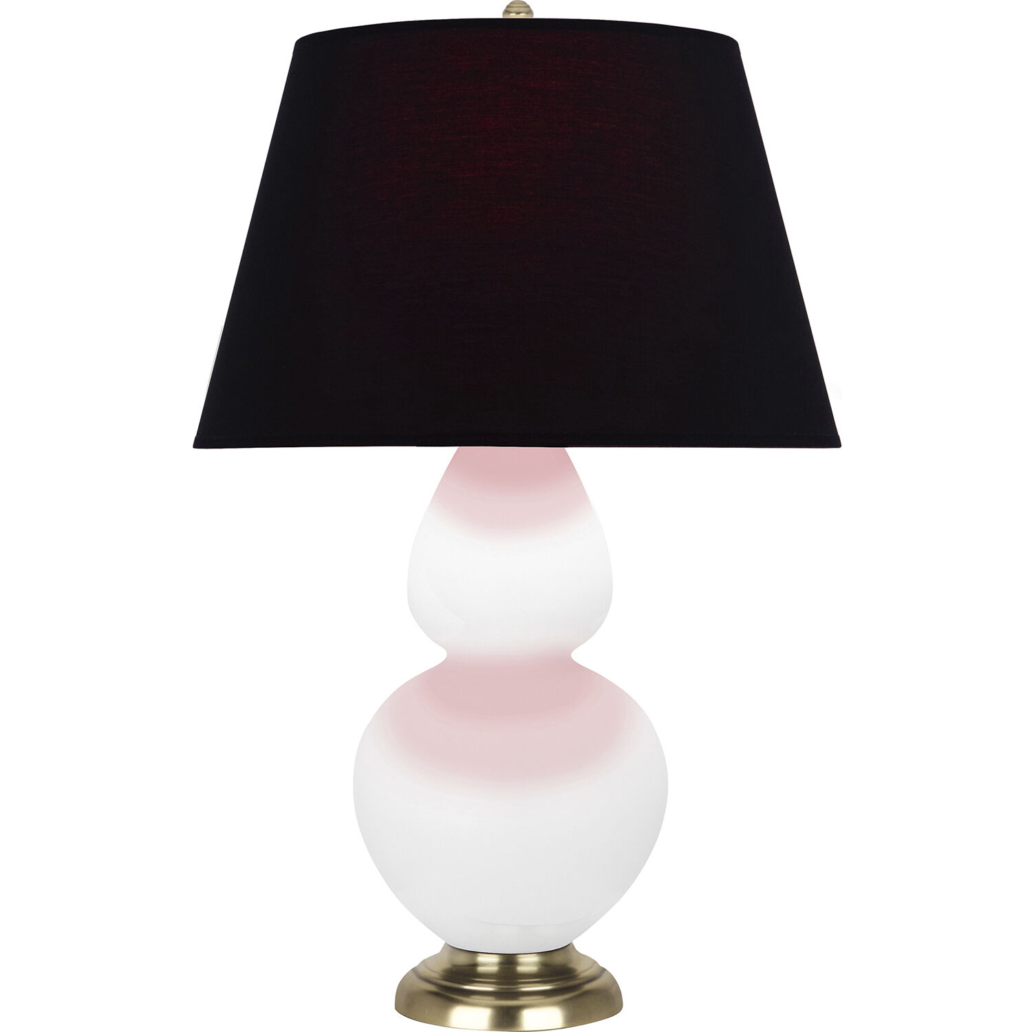 Double Gourd 31 inch 150 watt Matte Lily Glazed Ceramic with Antique Natural Brass Table Lamp Portable Light in Ink Black with Rose Red