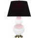 Double Gourd 31 inch 150 watt Matte Lily Glazed Ceramic with Antique Natural Brass Table Lamp Portable Light in Ink Black with Rose Red