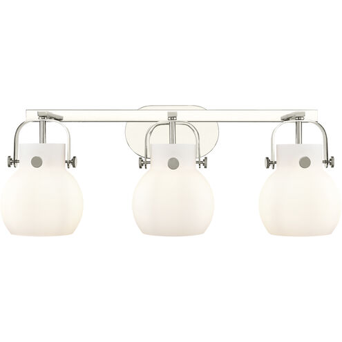 Pilaster II Sphere 3 Light 26.5 inch Polished Nickel Bath Vanity Light Wall Light in Matte White Glass