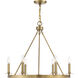 Traditional 6 Light 26 inch Natural Brass Chandelier Ceiling Light