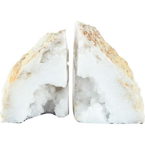 Natural Geode 4 X 3 inch White Book Ends