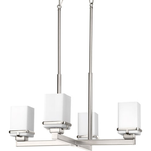 Metric 4 Light 24 inch Brushed Nickel Chandelier Ceiling Light, Design Series