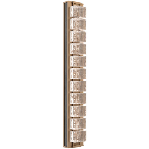 Tessera Sconce Wall Light in 2700K LED, Novel Brass with Dark Oak, Wave Cast, Large