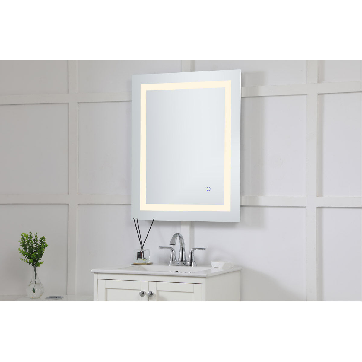 Helios 30 X 24 inch Silver Lighted Wall Mirror