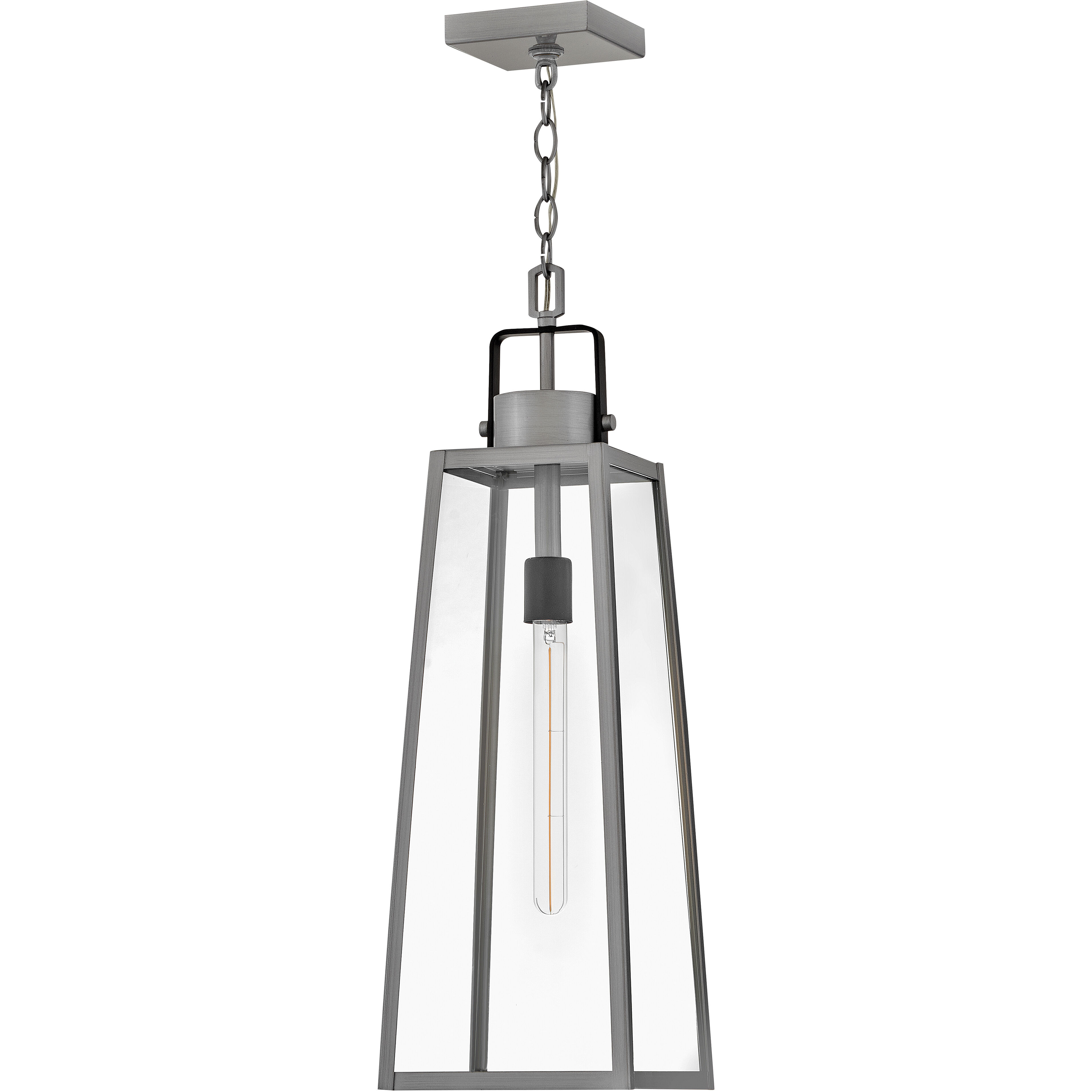 Hugh 1 Light 8.5 inch Antique Brushed Aluminum with Black Outdoor Hanging