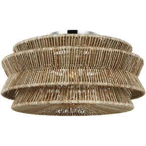 Chapman & Myers Antigua LED 30 inch Polished Nickel and Natural Abaca Semi-Flush Mount Ceiling Light, Grande