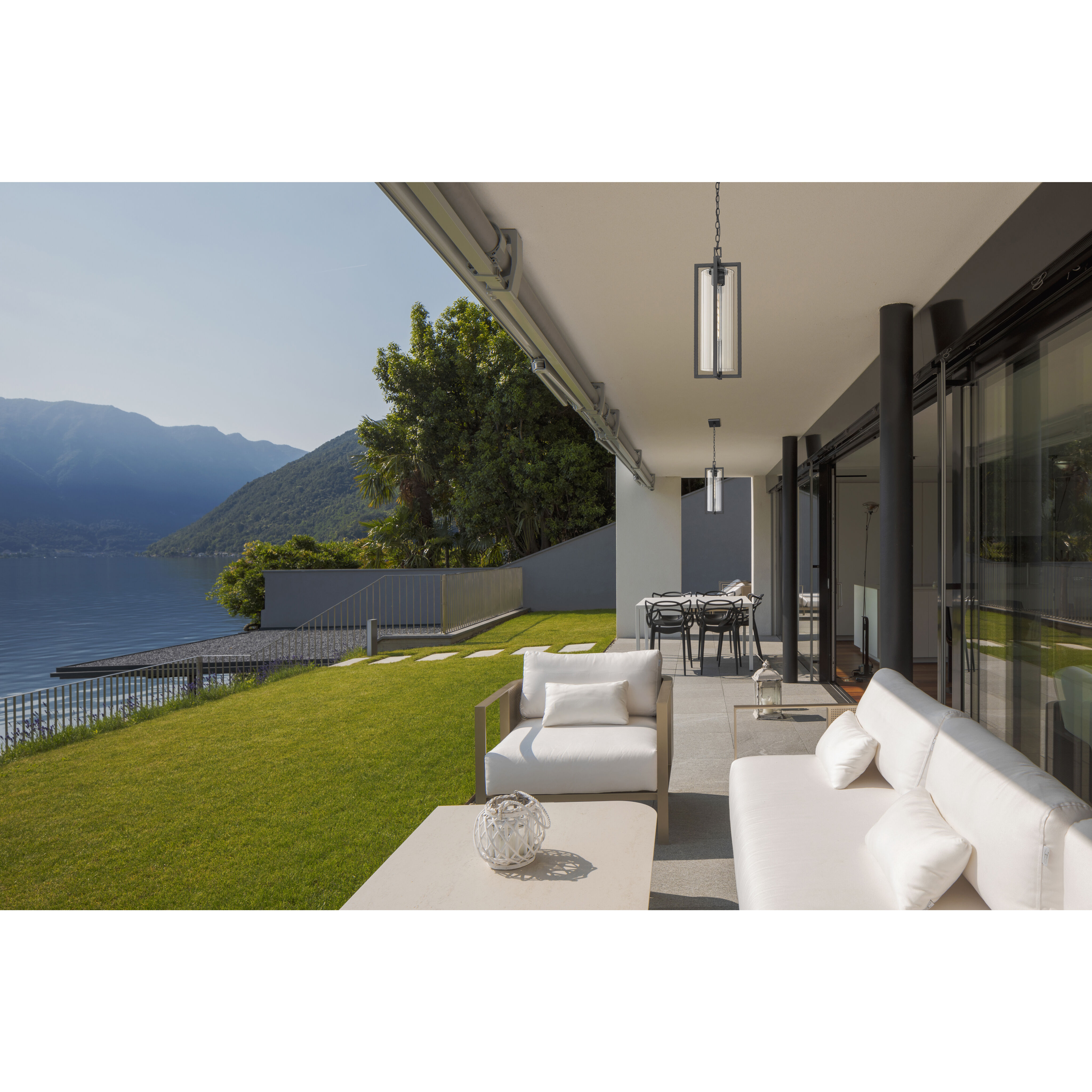 Aura 1 Light 8 inch Black Outdoor Chain Mount Ceiling Fixture in G9