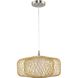 Cordova 1 Light 16 inch Natural Rattan Pendant Ceiling Light, Design Series