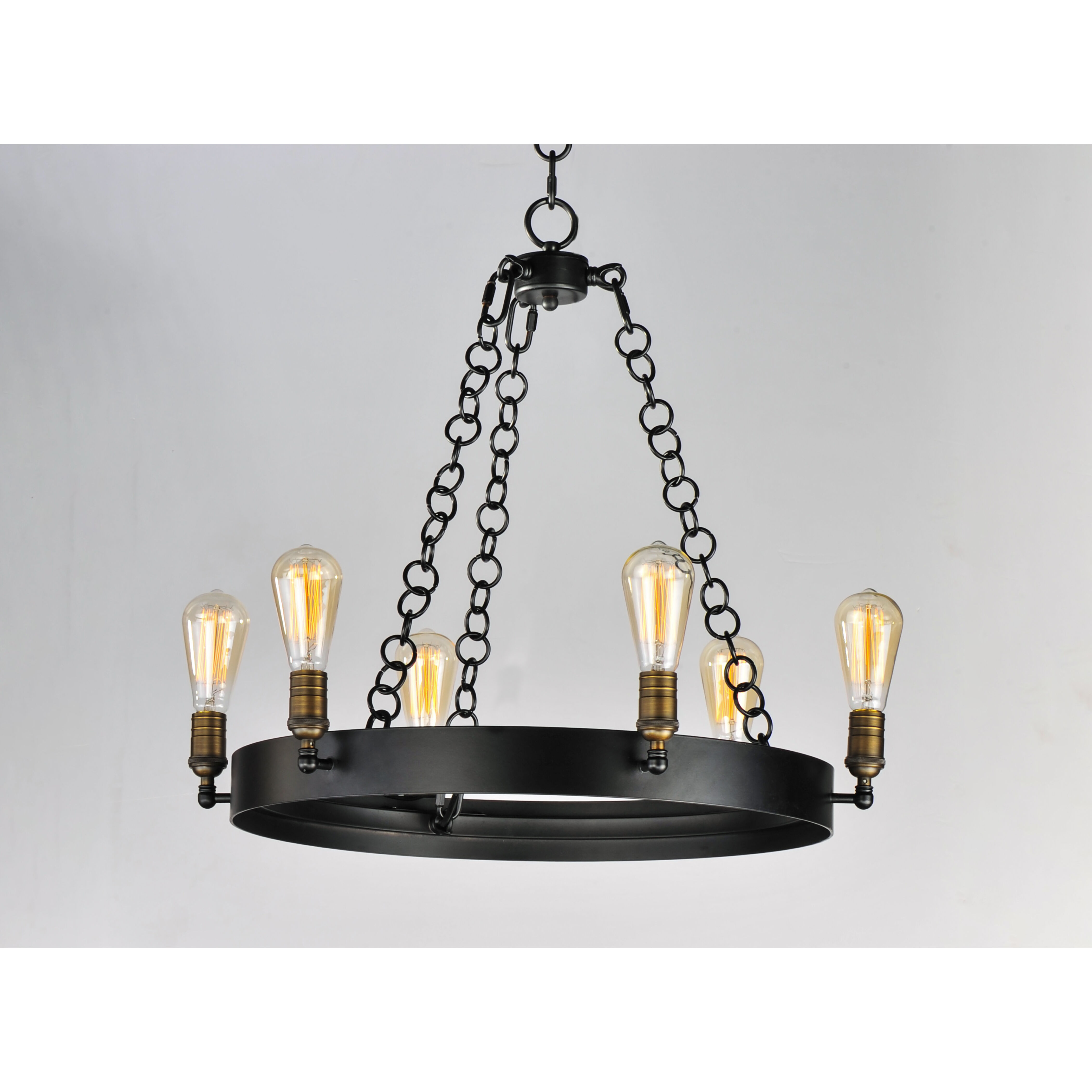 Noble 6 Light 26 inch Black/Natural Aged Brass Chandelier Ceiling Light in Medium Base