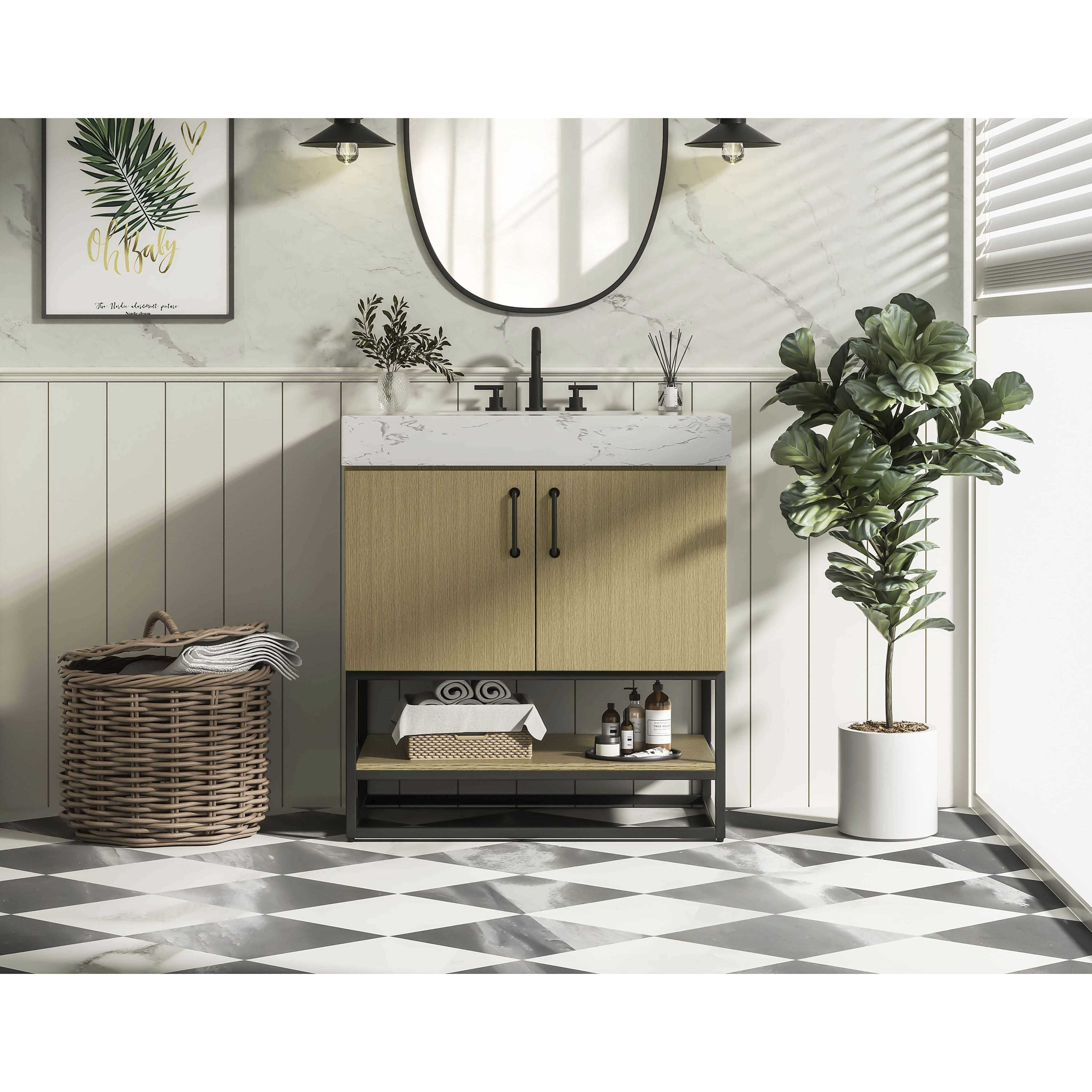 Caroline 30 X 34 inch Honey Brown Bathroom Vanity Cabinet