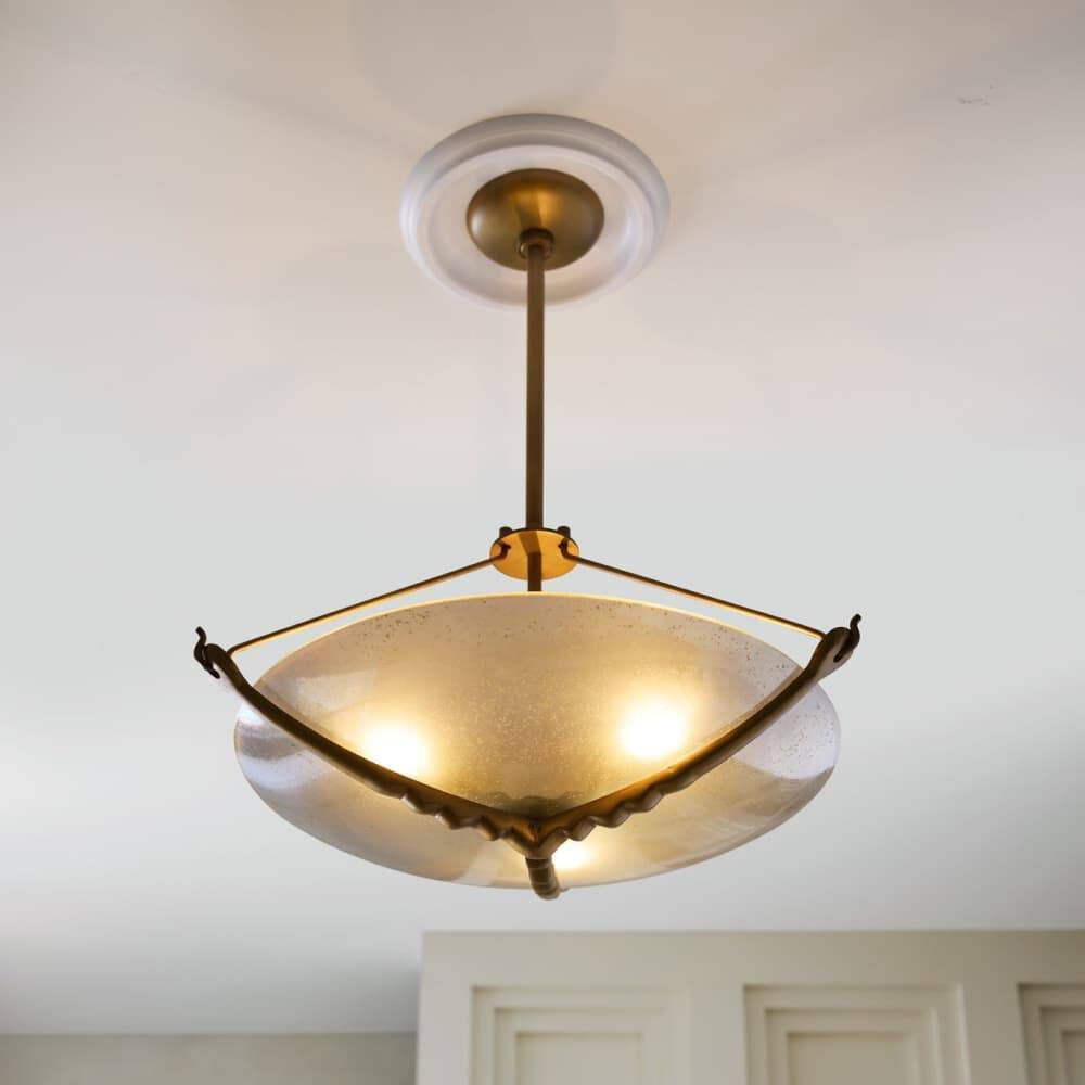 Karlsen 3 Light 23 inch Antique Brass Semi-Flush Mount Ceiling Light