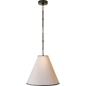 Thomas O'Brien Goodman 1 Light 15 inch Bronze with Antique Brass Hanging Shade Ceiling Light in Bronze and Hand-Rubbed Antique Brass, Natural Paper with Black Trim, Small