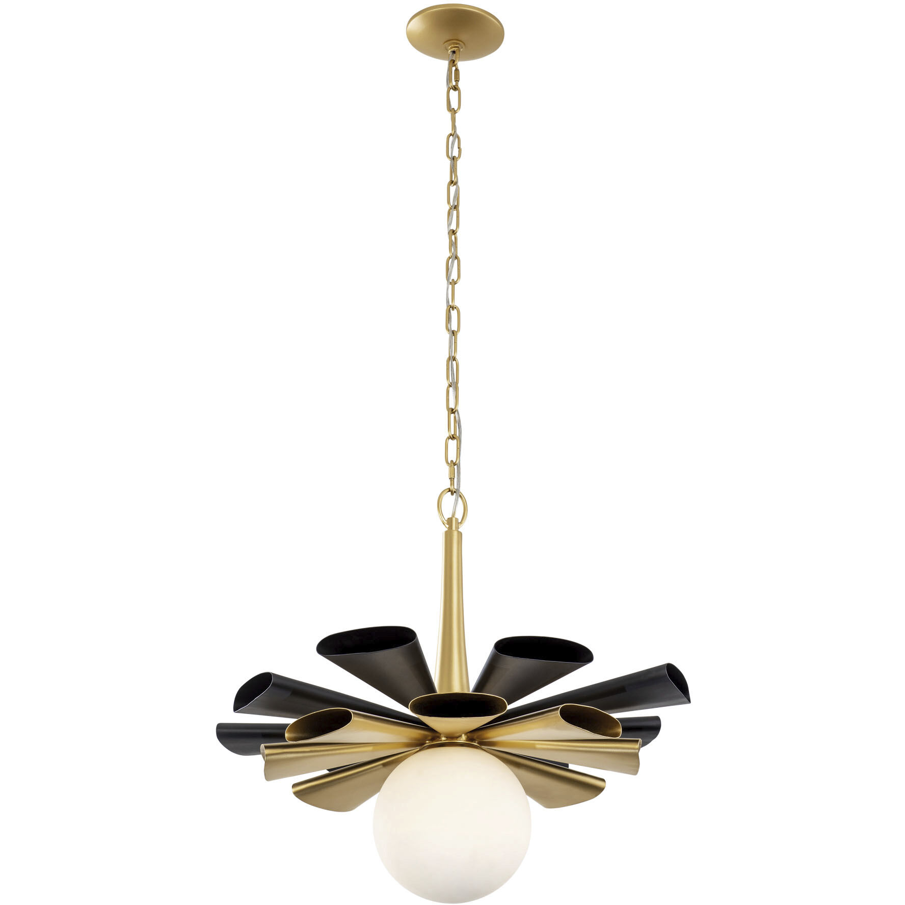 Daphne 1 Light 24.5 inch Matte Black and French Gold Pendant Ceiling Light