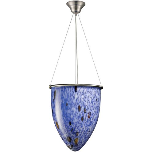 Uovo 1 Light 14 inch Satin Nickel with Blue Pendant Ceiling Light