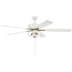Super Pro 60 inch White and Satin Brass with White/Washed Oak Blades Contractor Fan in White/Satin Brass
