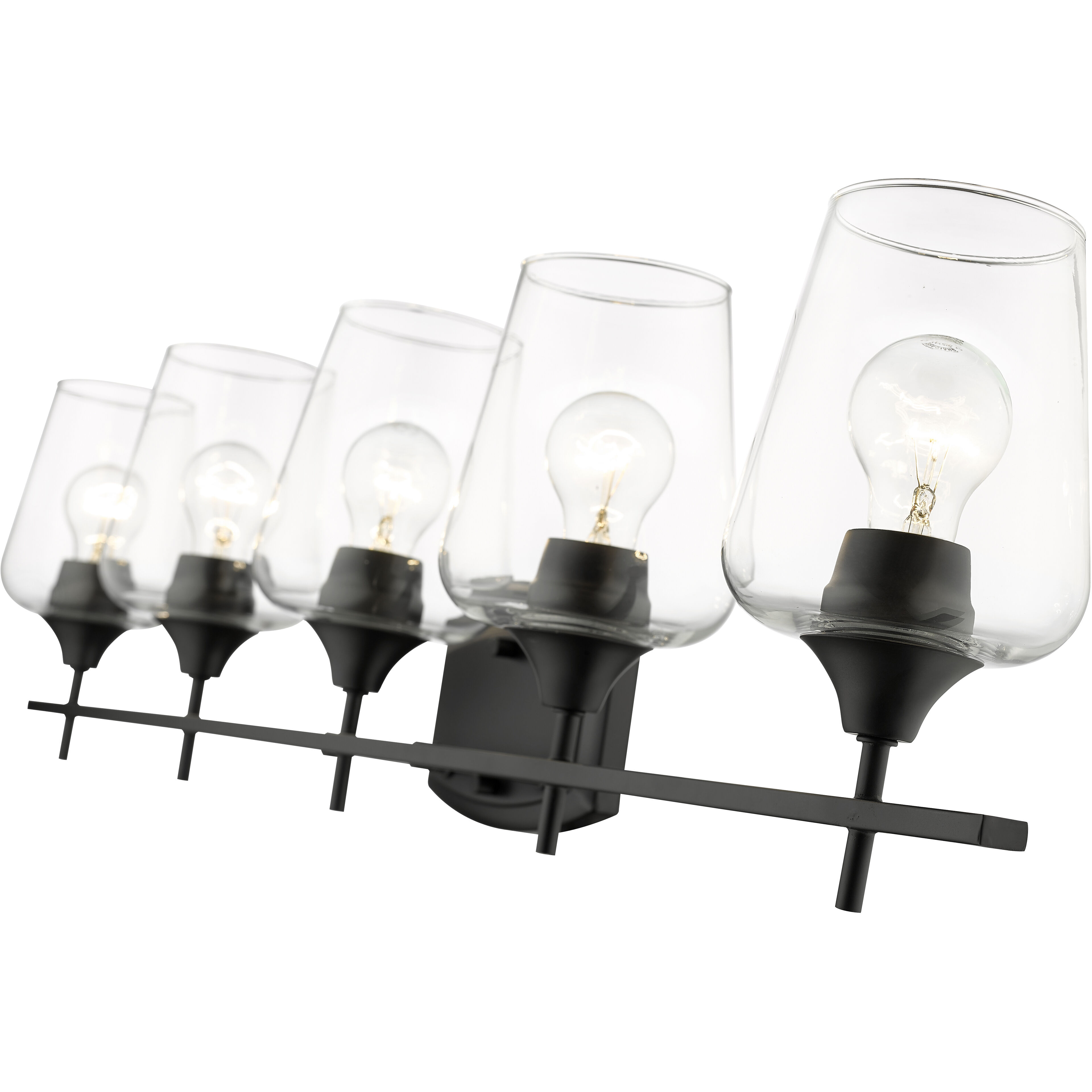 Joliet 5 Light 38 inch Matte Black Vanity Wall Light