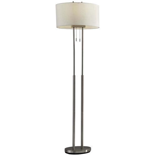 Duet 62 inch 60.00 watt Satin Steel Floor Lamp Portable Light in Brushed Steel