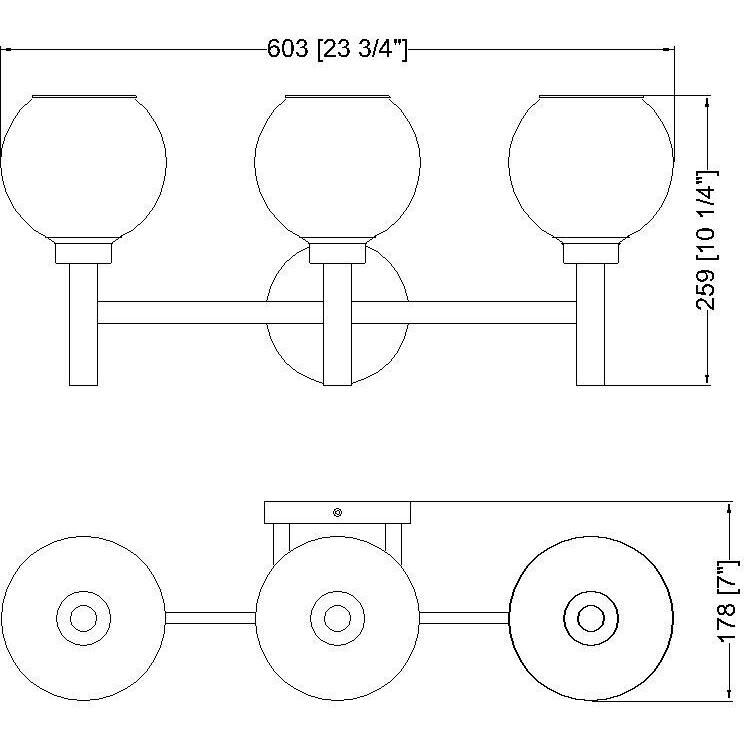 Sutton 3 Light 23.75 inch Matte Black Vanity Wall Light