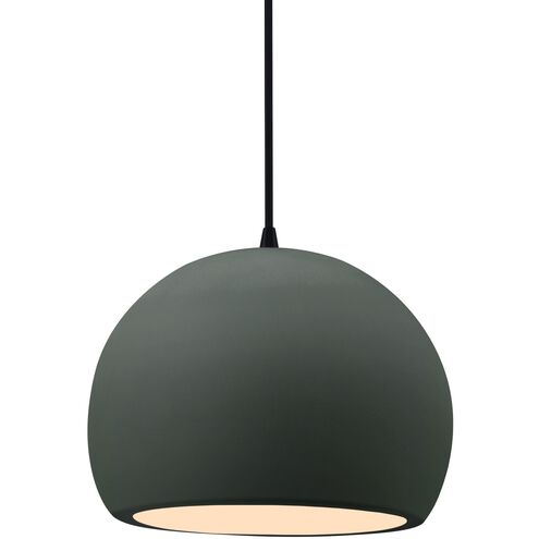 Radiance LED 7 inch Pewter Green and Matte Black Pendant Ceiling Light