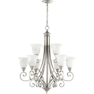 Bryant 9 Light 31 inch Classic Nickel Chandelier Ceiling Light in Faux Alabaster