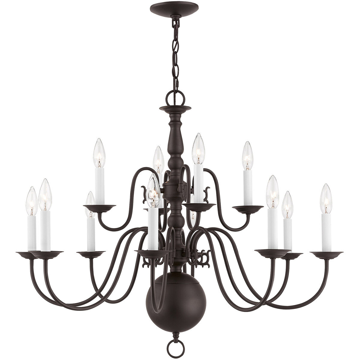Williamsburgh 12 Light 32 inch Bronze Chandelier Ceiling Light