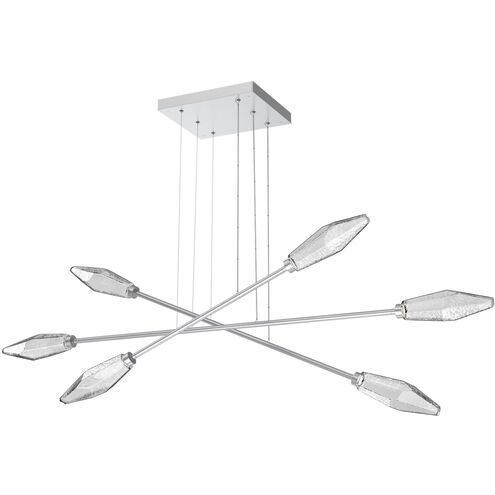 Rock Crystal LED Classic Silver Linear Multi-Pendant Ceiling Light in 3000K LED, Clear, Triple Moda