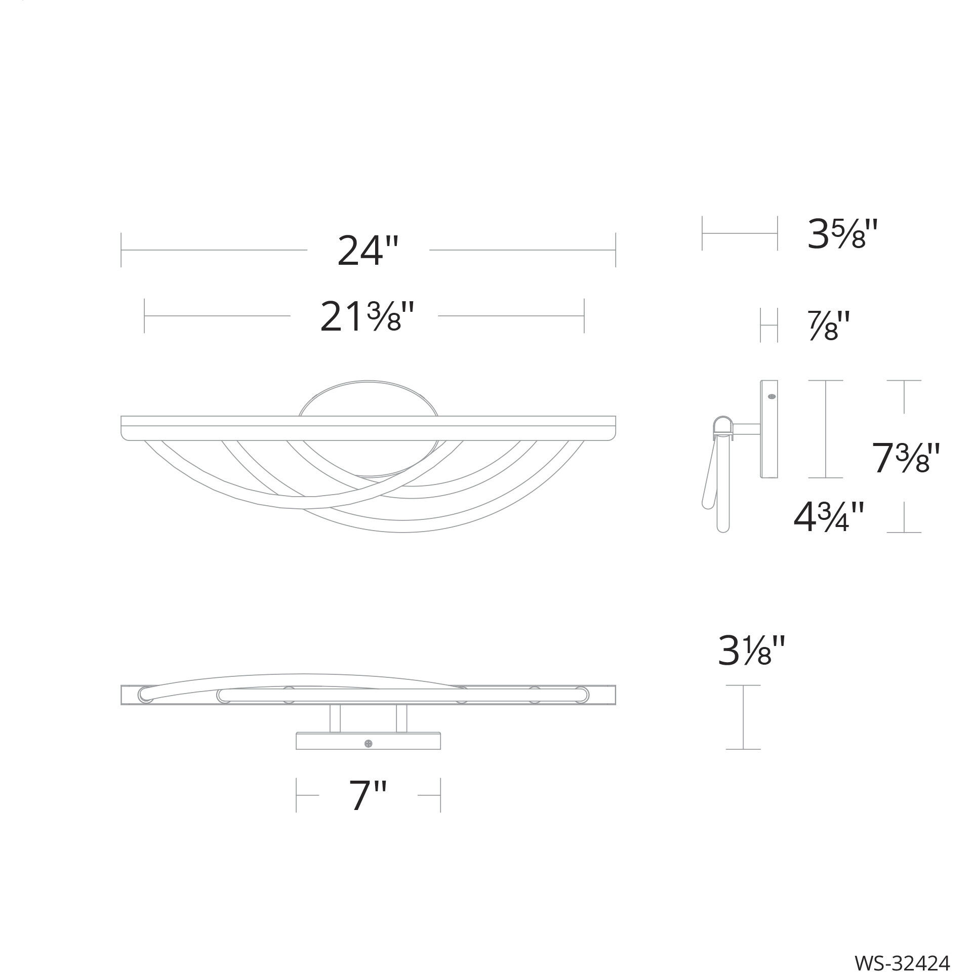 Swoop 1 Light 24 inch Black Bath Vanity Light Wall Light