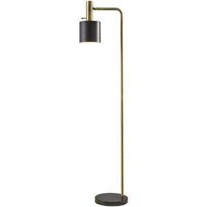 Emmett 61 inch 60.00 watt Antique Brass Floor Lamp Portable Light in Black