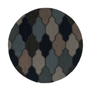 Pollack 72 X 72 inch Navy/Charcoal/Taupe/Light Gray/Aqua Rugs, Round