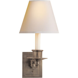 Swing Arm Sconce 7 inch 40.00 watt Antique Nickel Swing Arm Sconce Wall Light in Natural Paper