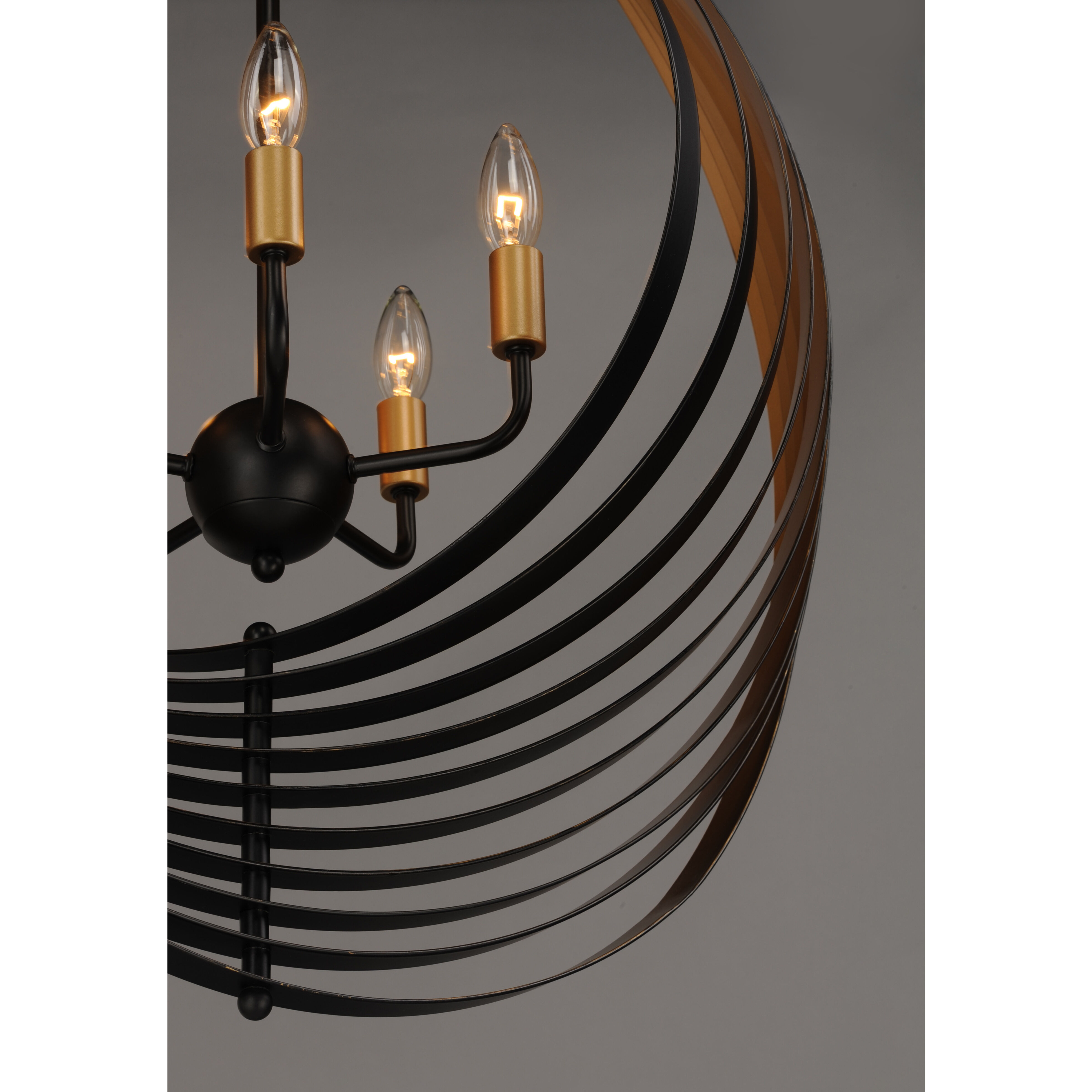 Radial 5 Light 30 inch Black/Gold Pendant System Ceiling Light in Black and Gold