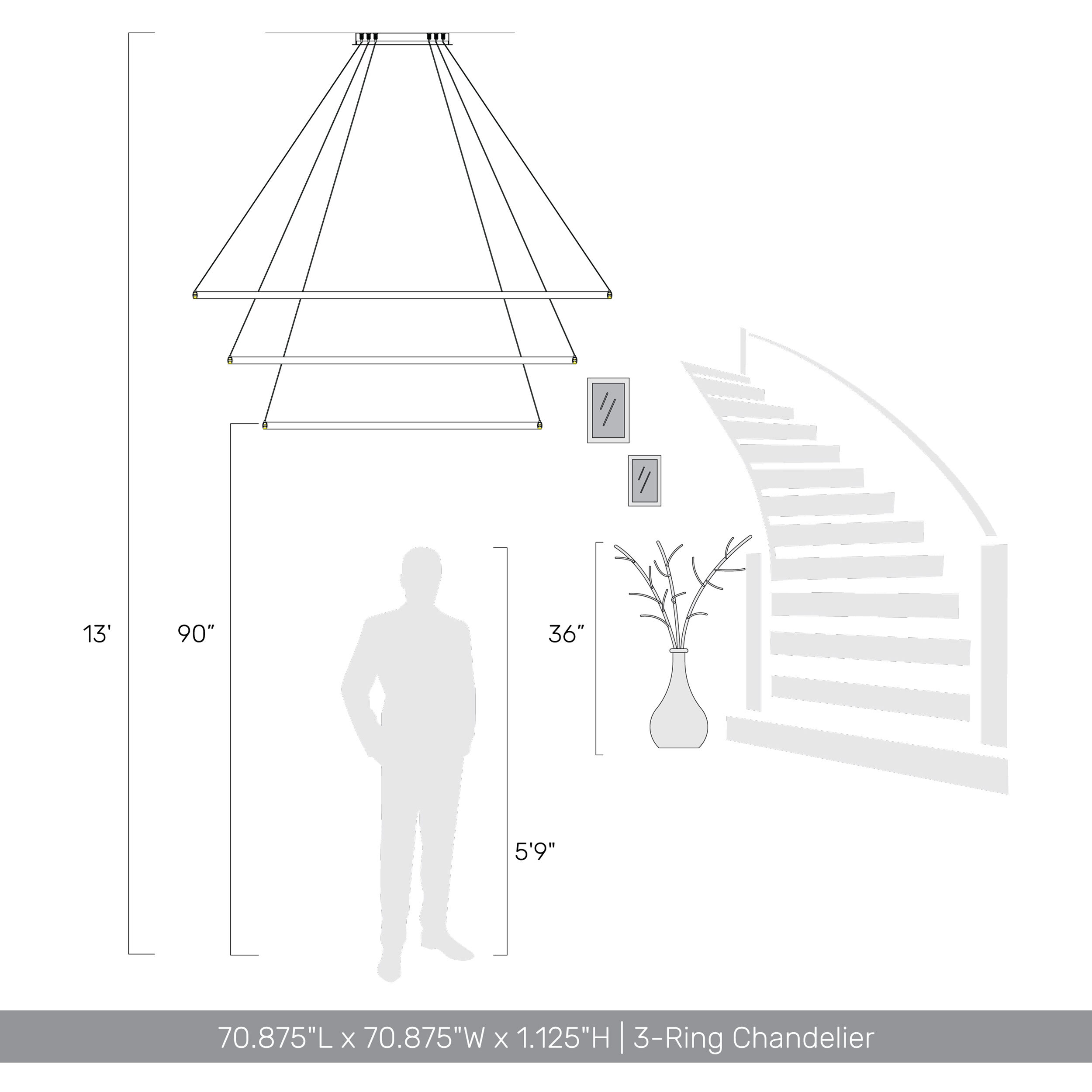 Veritas 70.88 inch 120.00 watt Driftwood Chandelier Ceiling Light, 3 Tier